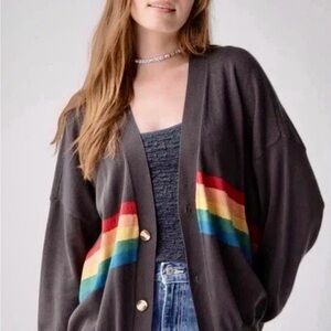 Natural Life Happy Life Women's Multicolor Striped Cardigan Sweater